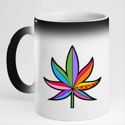 Cannabis Leaf Colorful Patterns Weed 11oz Black Color Changing Mug