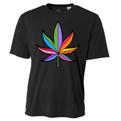 Cannabis Leaf Colorful Patterns Weed Cooling Performance Crew T-Shirt