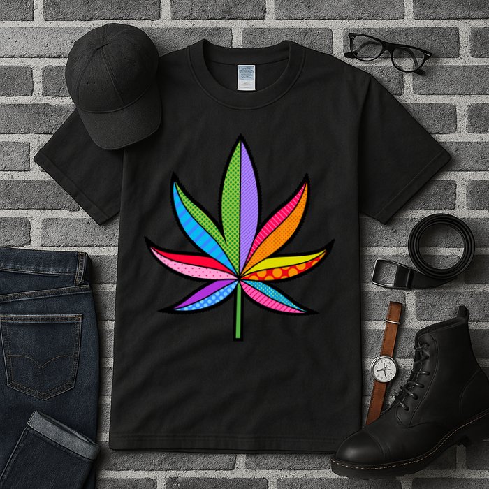 Cannabis Leaf Colorful Patterns Weed Tall T-Shirt