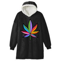 Cannabis Leaf Colorful Patterns Weed Hooded Wearable Blanket