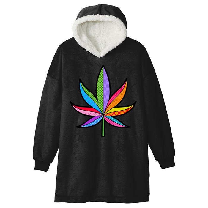 Cannabis Leaf Colorful Patterns Weed Hooded Wearable Blanket