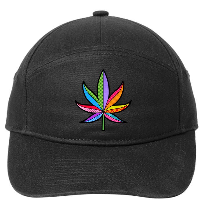 Cannabis Leaf Colorful Patterns Weed 7-Panel Snapback Hat