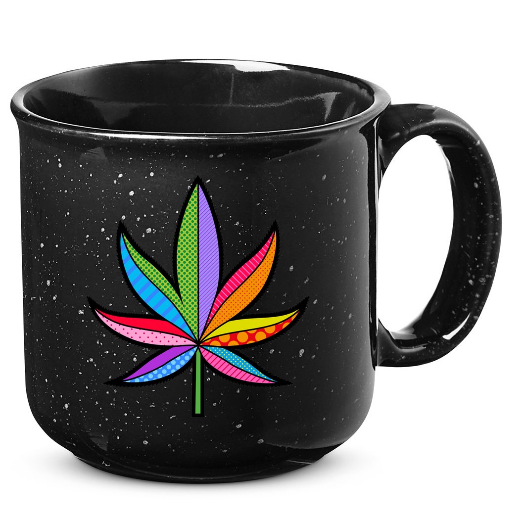 Cannabis Leaf Colorful Patterns Weed 15oz Campfire Ceramic Mug