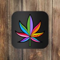 Cannabis Leaf Colorful Patterns Weed Coaster