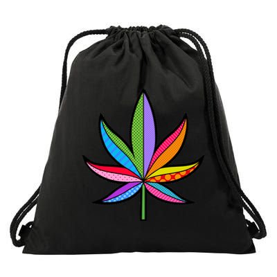 Cannabis Leaf Colorful Patterns Weed Drawstring Bag