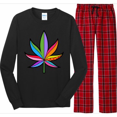 Cannabis Leaf Colorful Patterns Weed Long Sleeve Pajama Set