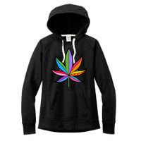 Cannabis Leaf Colorful Patterns Weed Women's Fleece Hoodie