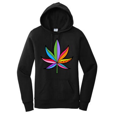 Cannabis Leaf Colorful Patterns Weed Women's Pullover Hoodie