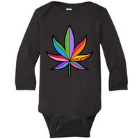 Cannabis Leaf Colorful Patterns Weed Baby Long Sleeve Bodysuit