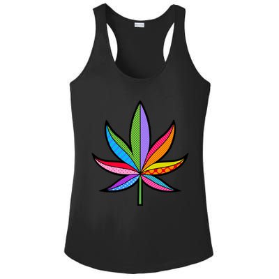 Cannabis Leaf Colorful Patterns Weed Ladies PosiCharge Competitor Racerback Tank