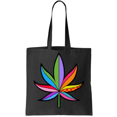 Cannabis Leaf Colorful Patterns Weed Tote Bag