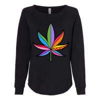 Cannabis Leaf Colorful Patterns Weed Womens California Wash Sweatshirt