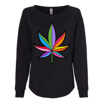 Cannabis Leaf Colorful Patterns Weed Womens California Wash Sweatshirt