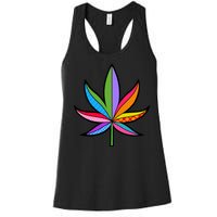 Cannabis Leaf Colorful Patterns Weed Women's Racerback Tank