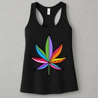Cannabis Leaf Colorful Patterns Weed Womens Tank Top