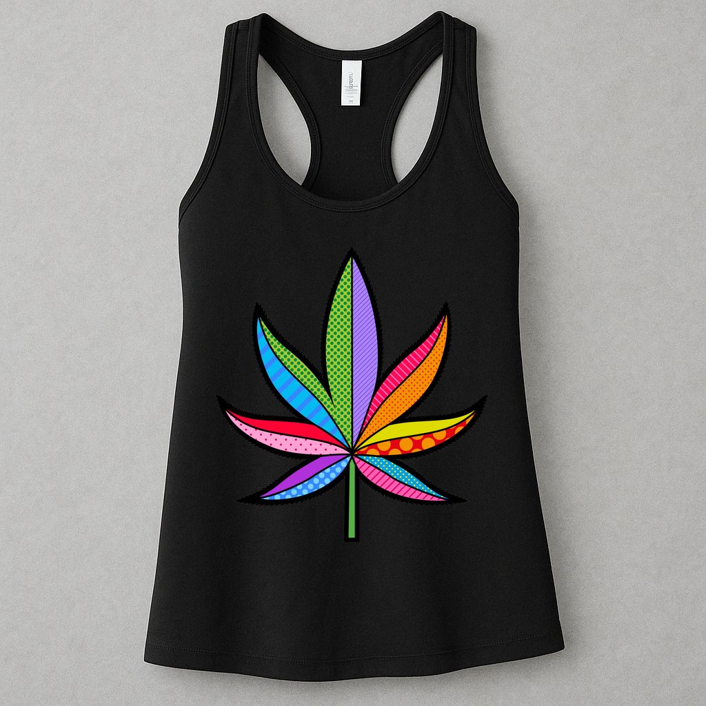 Cannabis Leaf Colorful Patterns Weed Womens Tank Top