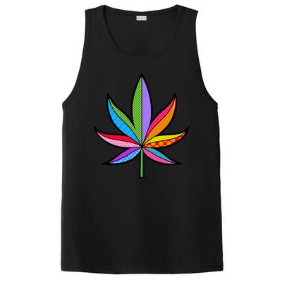 Cannabis Leaf Colorful Patterns Weed PosiCharge Competitor Tank