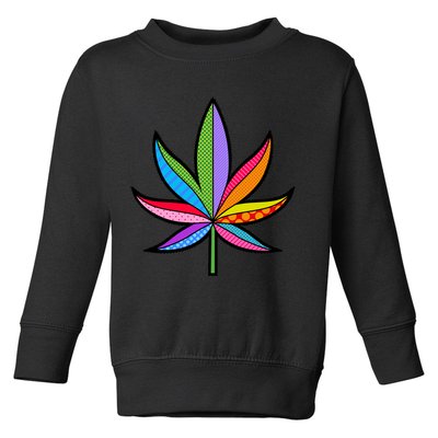 Cannabis Leaf Colorful Patterns Weed Toddler Sweatshirt