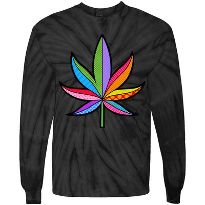 Cannabis Leaf Colorful Patterns Weed Tie-Dye Long Sleeve Shirt