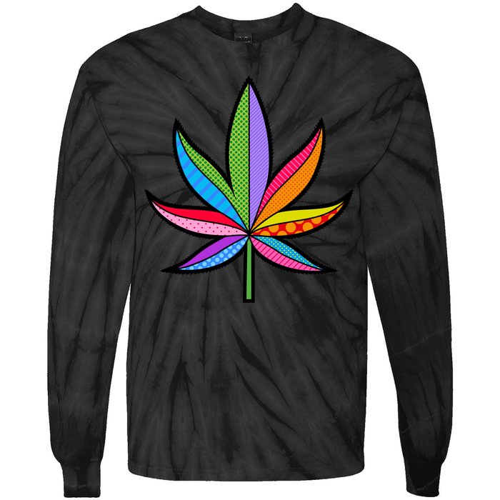 Cannabis Leaf Colorful Patterns Weed Tie-Dye Long Sleeve Shirt