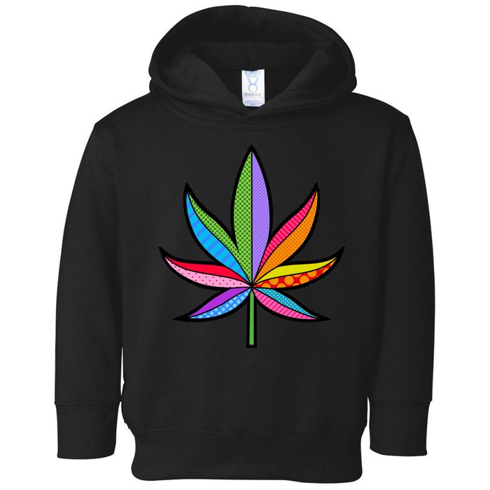 Cannabis Leaf Colorful Patterns Weed Toddler Hoodie