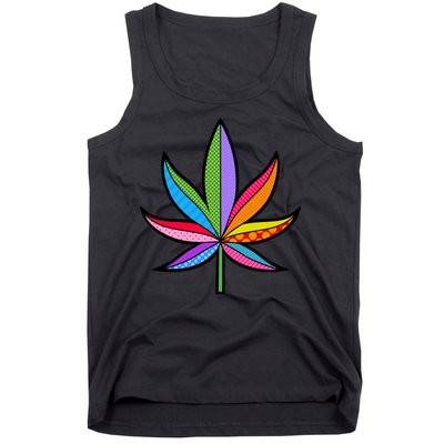 Cannabis Leaf Colorful Patterns Weed Tank Top