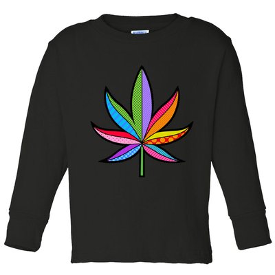 Cannabis Leaf Colorful Patterns Weed Toddler Long Sleeve Shirt