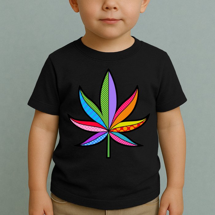 Cannabis Leaf Colorful Patterns Weed Toddler T-Shirt