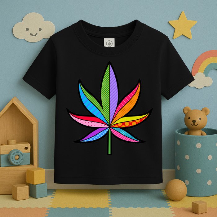 Cannabis Leaf Colorful Patterns Weed Toddler T-Shirt
