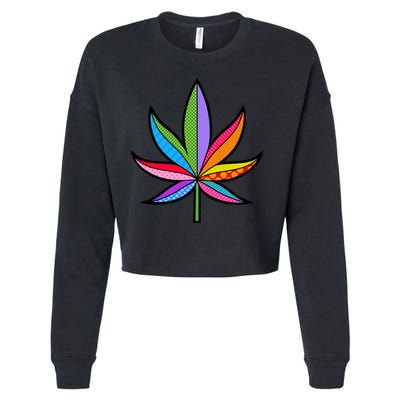 Cannabis Leaf Colorful Patterns Weed Cropped Pullover Crew