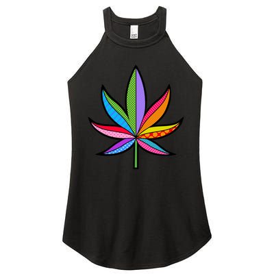 Cannabis Leaf Colorful Patterns Weed Women's Perfect Tri Rocker Tank