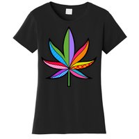 Cannabis Leaf Colorful Patterns Weed Women's T-Shirt