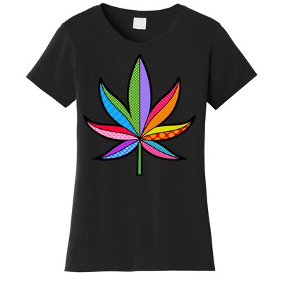 Cannabis Leaf Colorful Patterns Weed Women's T-Shirt