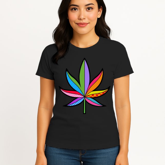 Cannabis Leaf Colorful Patterns Weed Womens T-Shirt