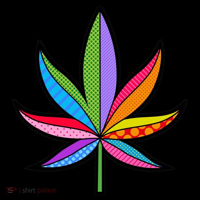Cannabis Leaf Colorful Patterns Weed Womens T-Shirt