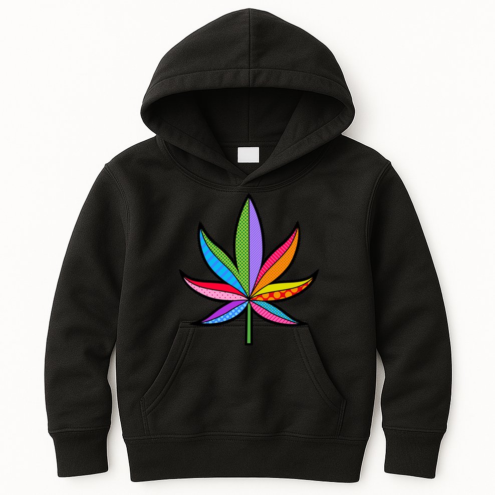 Cannabis Leaf Colorful Patterns Weed Kids Hoodie