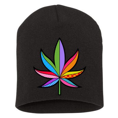 Cannabis Leaf Colorful Patterns Weed Short Acrylic Beanie