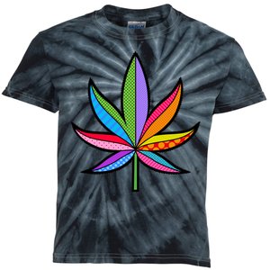 Cannabis Leaf Colorful Patterns Weed Kids Tie-Dye T-Shirt