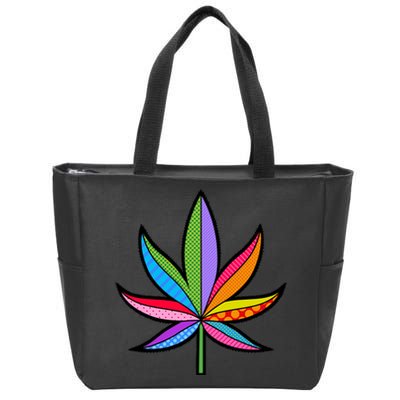 Cannabis Leaf Colorful Patterns Weed Zip Tote Bag