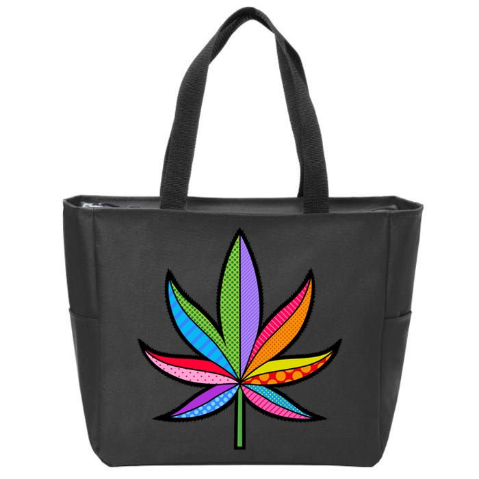 Cannabis Leaf Colorful Patterns Weed Zip Tote Bag