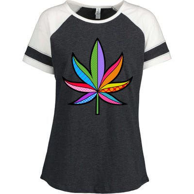 Cannabis Leaf Colorful Patterns Weed Enza Ladies Jersey Colorblock Tee