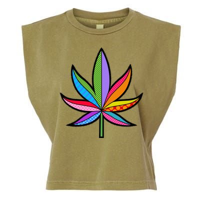 Cannabis Leaf Colorful Patterns Weed Garment-Dyed Women's Muscle Tee