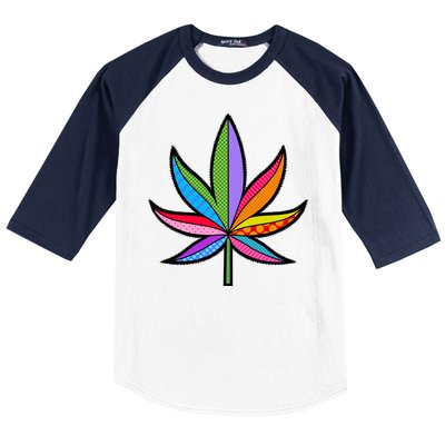 Cannabis Leaf Colorful Patterns Weed Baseball Sleeve Shirt