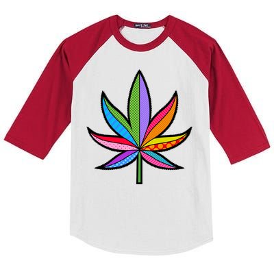 Cannabis Leaf Colorful Patterns Weed Kids Colorblock Raglan Jersey