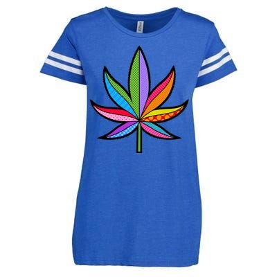 Cannabis Leaf Colorful Patterns Weed Enza Ladies Jersey Football T-Shirt