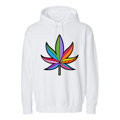 Cannabis Leaf Colorful Patterns Weed Garment-Dyed Fleece Hoodie