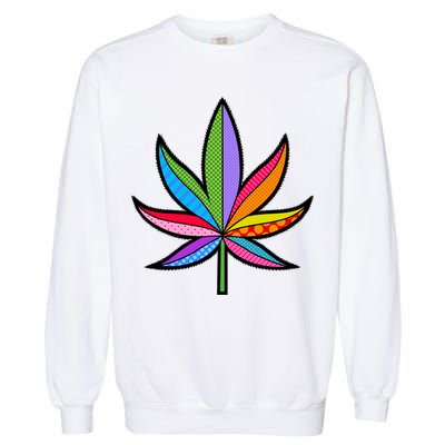 Cannabis Leaf Colorful Patterns Weed Garment-Dyed Sweatshirt