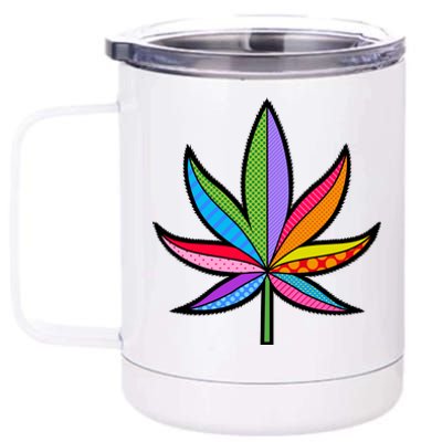 Cannabis Leaf Colorful Patterns Weed 12 oz Stainless Steel Tumbler Cup