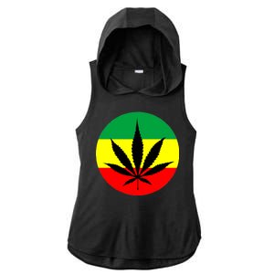 Cannabis Leaf Jamaican Style Ladies PosiCharge Tri-Blend Wicking Draft Hoodie Tank