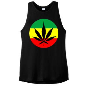 Cannabis Leaf Jamaican Style Ladies PosiCharge Tri-Blend Wicking Tank